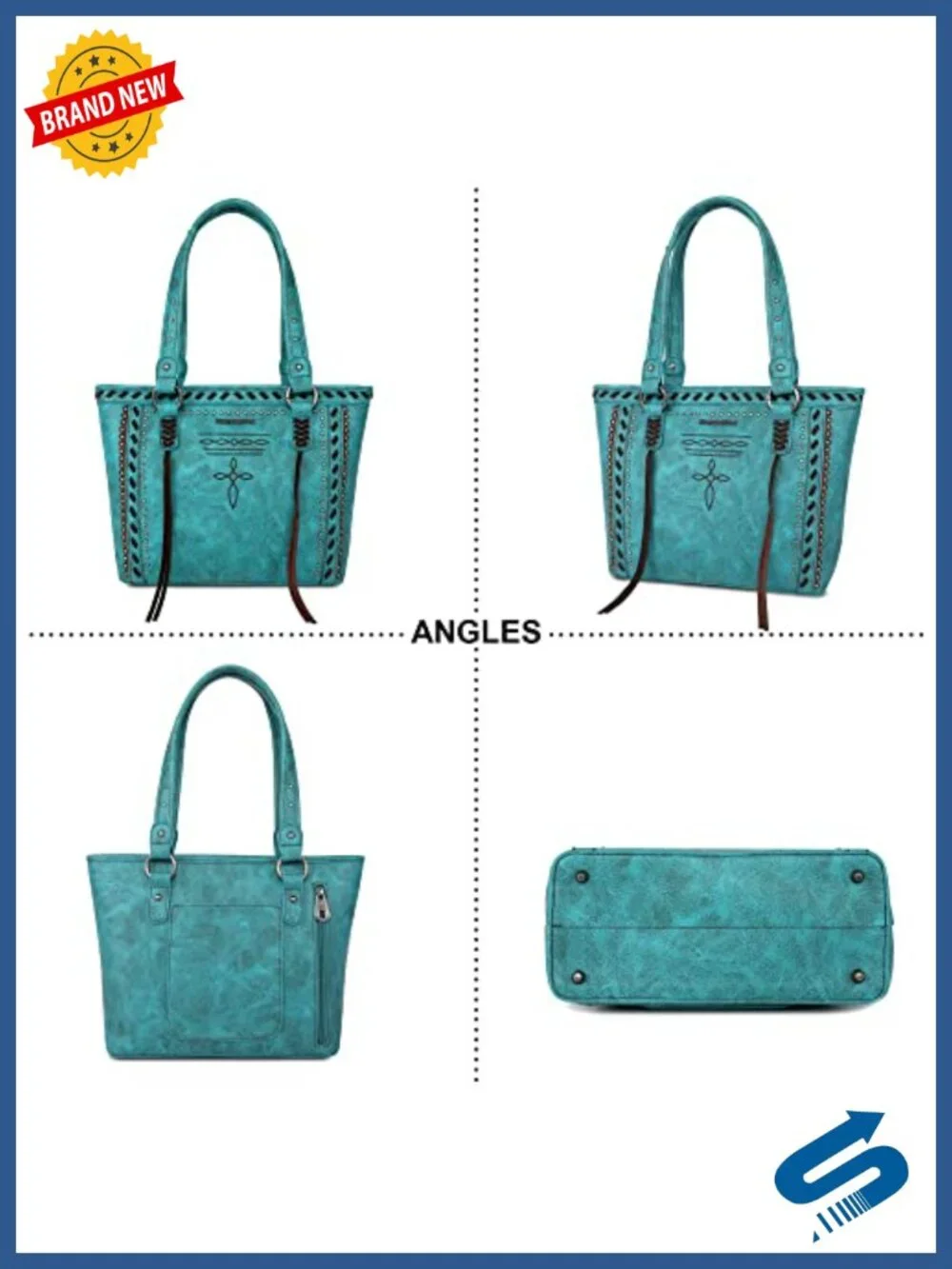 Western Tote Bag with Wallet Vegan Leather Studded Shoulder Handbag